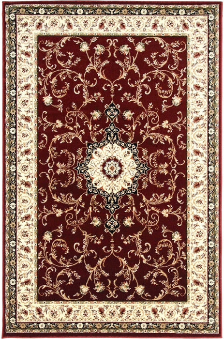 Covor clasic floral, culoare grena