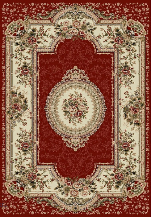 Covor clasic floral, culoare grena