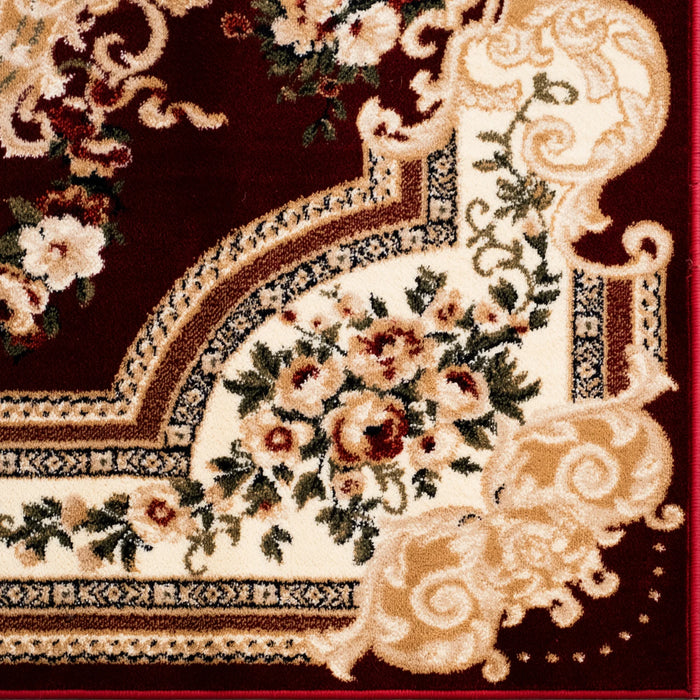 Bordura covor clasic floral grena cu design traditional