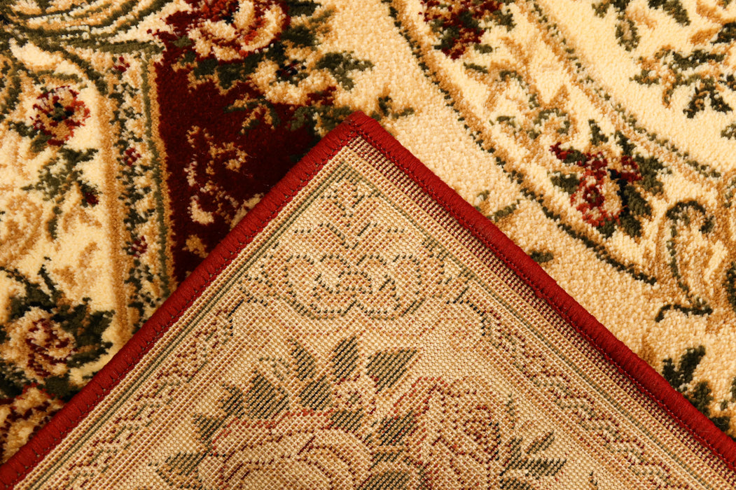 Colt si margine covor clasic floral grena cu finisaj atent