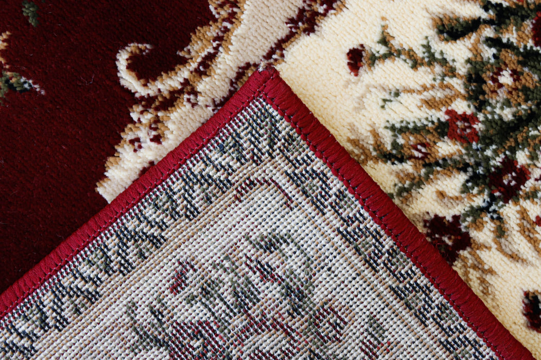 Colt covor clasic floral grena cu detalii bine lucrate