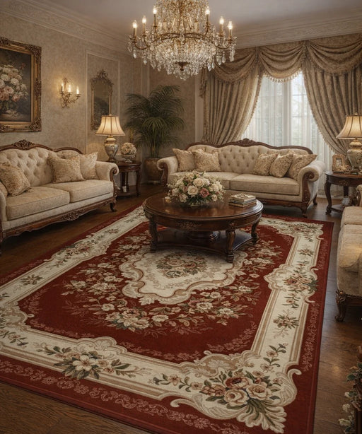 covor-clasic-floral-grena-living-dormitor