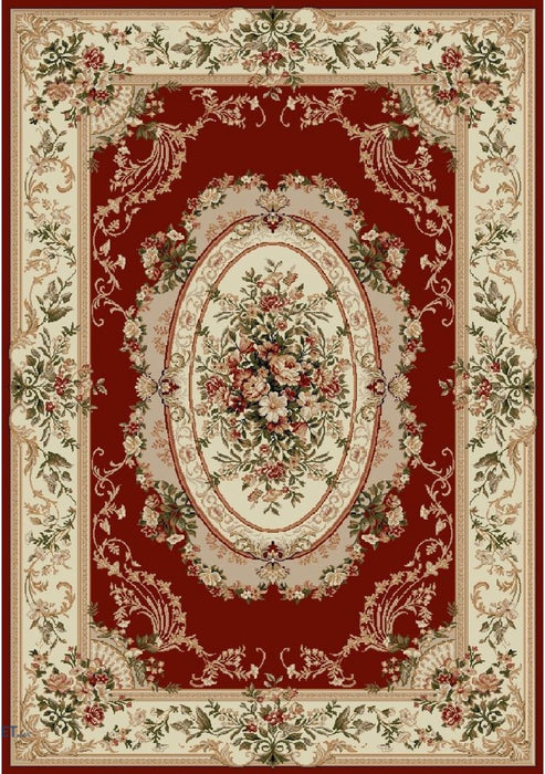 Covor clasic floral bej crem cu model traditional, ideal pentru living sau dormitor