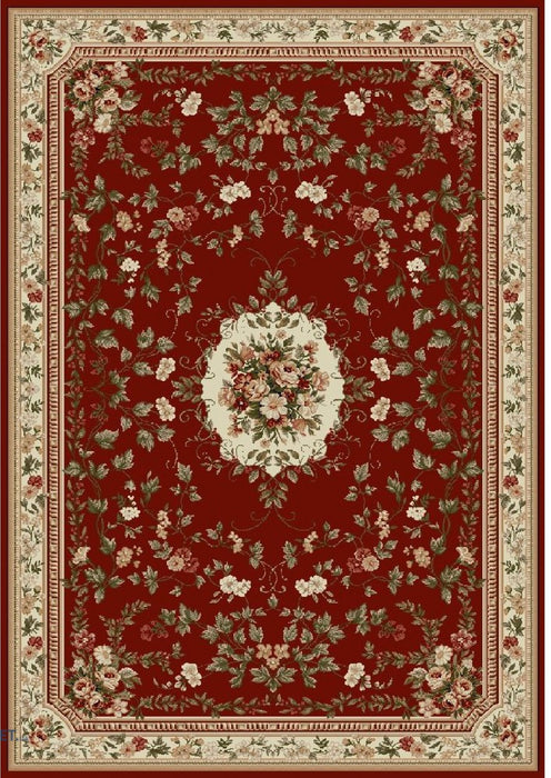 Covor clasic floral grena, ideal pentru living și dormitor