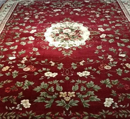 Covor clasic floral grena, model elegant