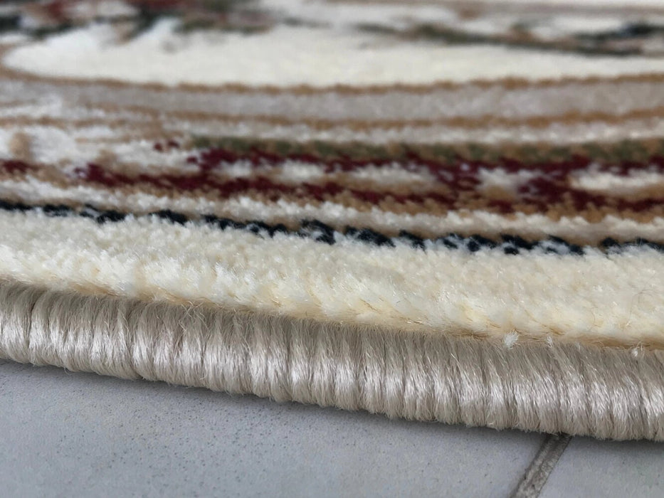 Textura covor clasic floral oval bej, material placut si rezistent