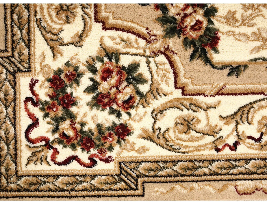 Margine si finisaj covor clasic floral oval crem bej cu aspect premium