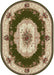 Covor clasic floral oval verde, model traditional pentru living sau dormitor