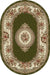 Covor clasic floral oval verde, ideal pentru living și dormitor