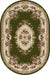 Covor clasic floral oval verde, model elegant pentru living sau dormitor