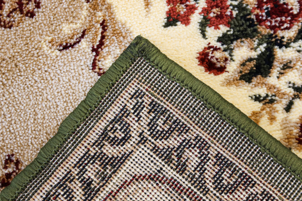 Colt covor clasic floral verde cu detalii bine lucrate