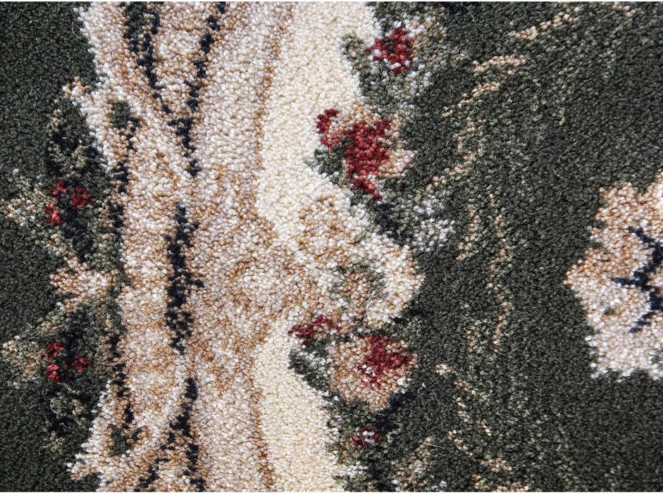 Grosime covor clasic floral verde, material confortabil si rezistent