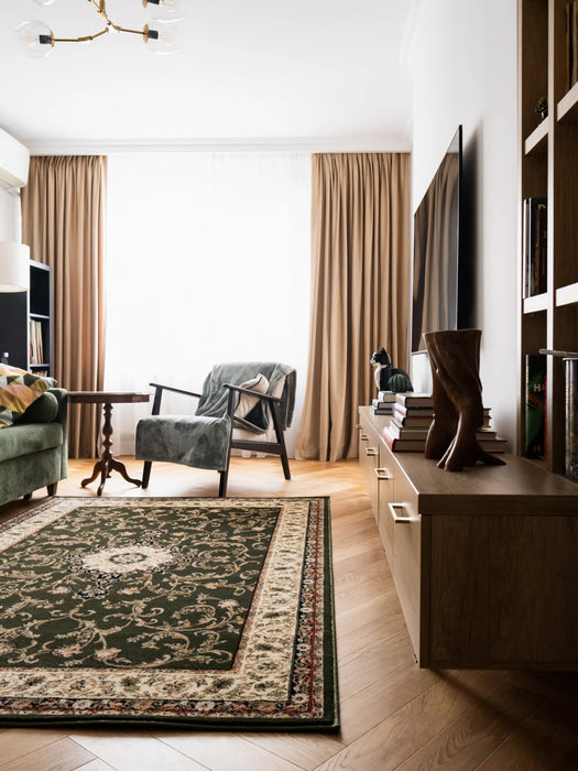 covor-clasic-floral-verde-in-living