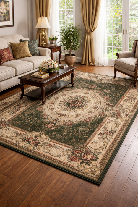 covor-clasic-floral-verde-living