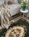 Covor clasic floral verde pentru living, ideal pentru un interior elegant si cald