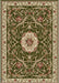 Covor clasic floral verde cu model traditional, potrivit pentru living sau dormitor
