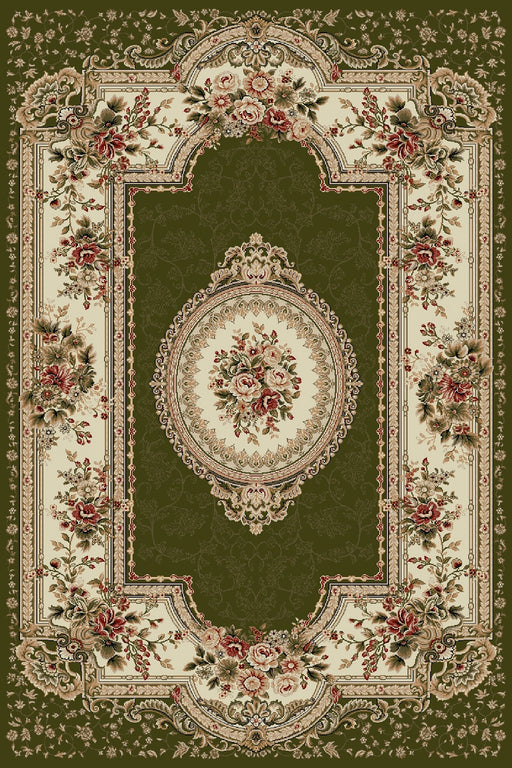 Covor clasic floral verde, ideal pentru living și dormitor