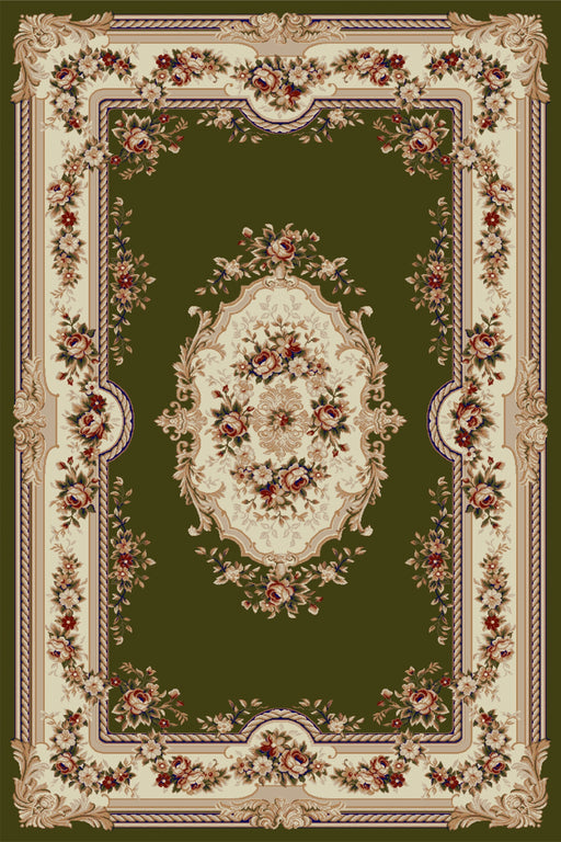 Covor clasic floral verde, model elegant pentru living sau dormitor
