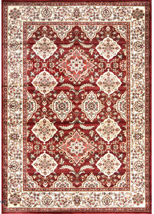 Covor clasic grena cu model traditional, potrivit pentru living sau dormitor