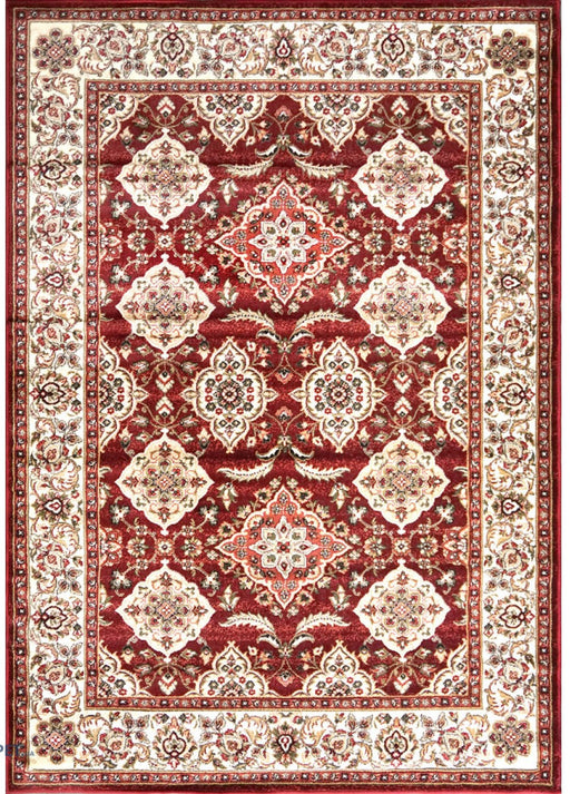 Covor clasic grena cu model traditional, potrivit pentru living sau dormitor