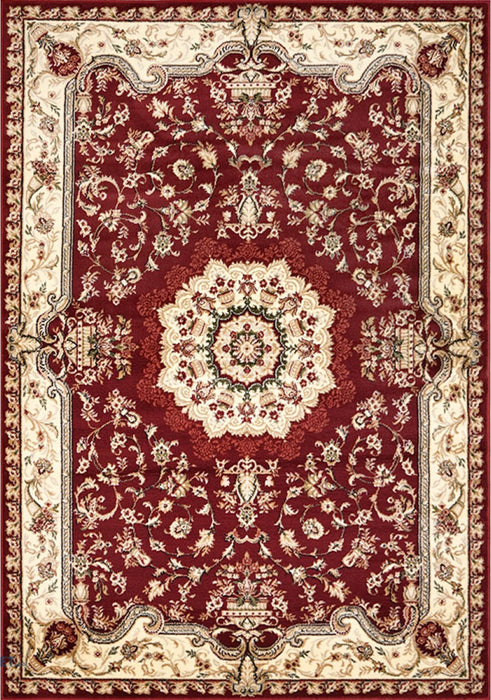 Covor clasic grena cu model traditional, potrivit pentru living sau dormitor