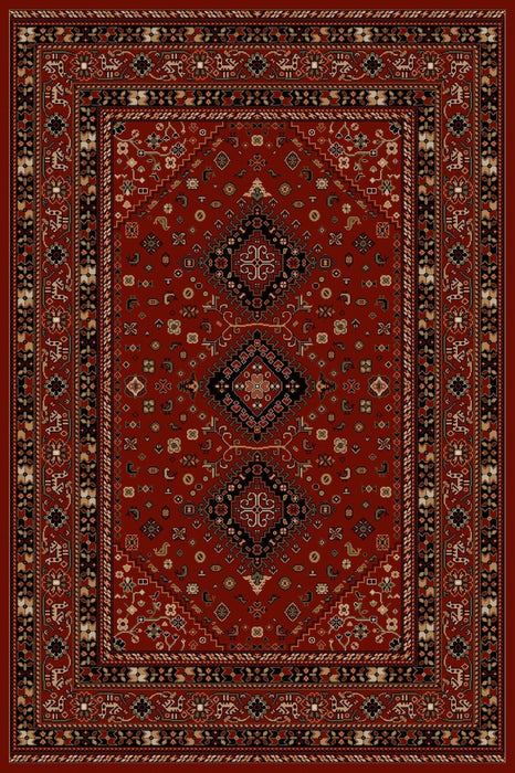 Covor clasic grena cu model traditional, potrivit pentru living sau dormitor