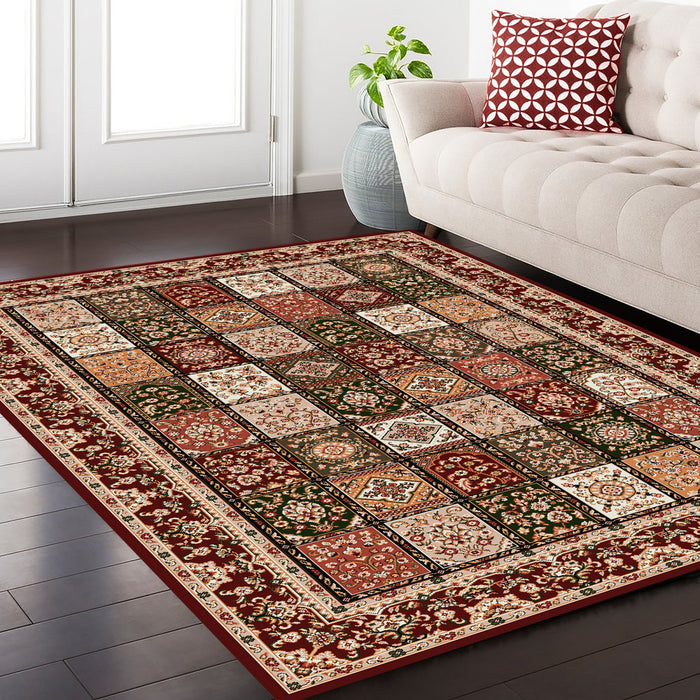 covor clasic grena pentru living asezat pe podea deschisa