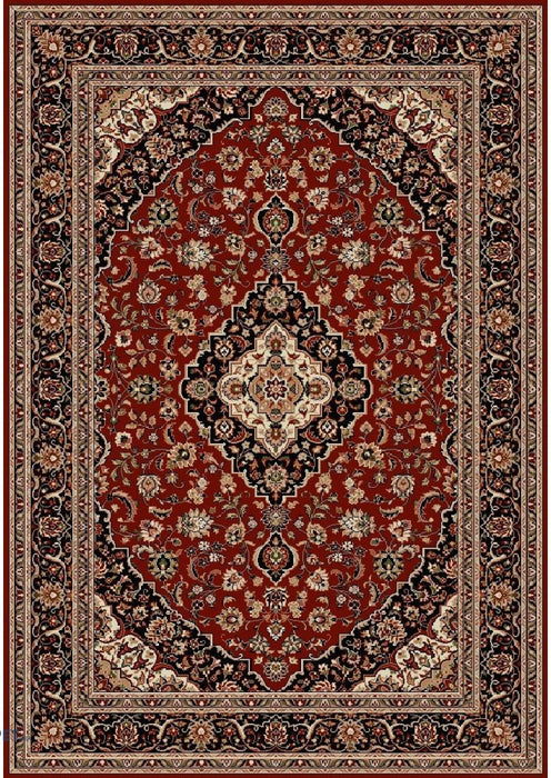 Covor clasic grena cu model traditional, potrivit pentru living sau dormitor