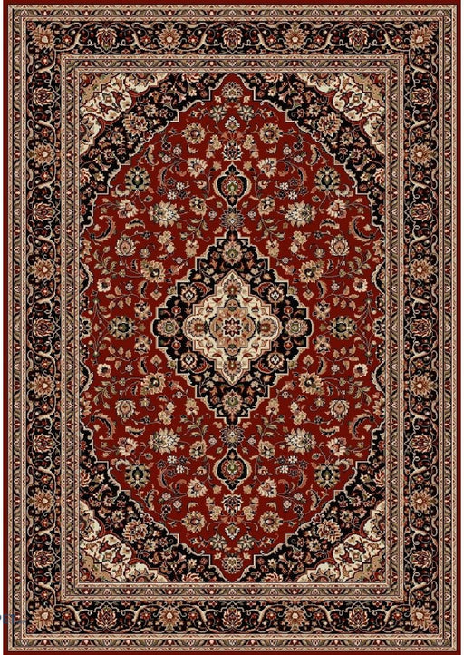 Covor clasic grena cu model traditional, potrivit pentru living sau dormitor