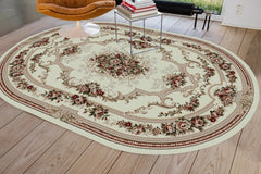 Covor Clasic Oval cu Model Floral pentru Living si Dormitor - Lotos 574