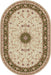 Covor clasic oval crem verde, ideal pentru living și dormitor
