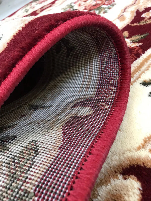 Detaliu margine covor clasic oval grena, finisaj durabil