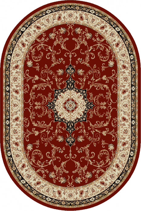 Covor clasic oval grena, ideal pentru living și dormitor