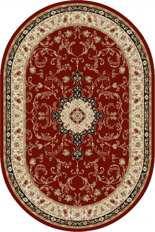 Covor clasic oval grena, ideal pentru living și dormitor