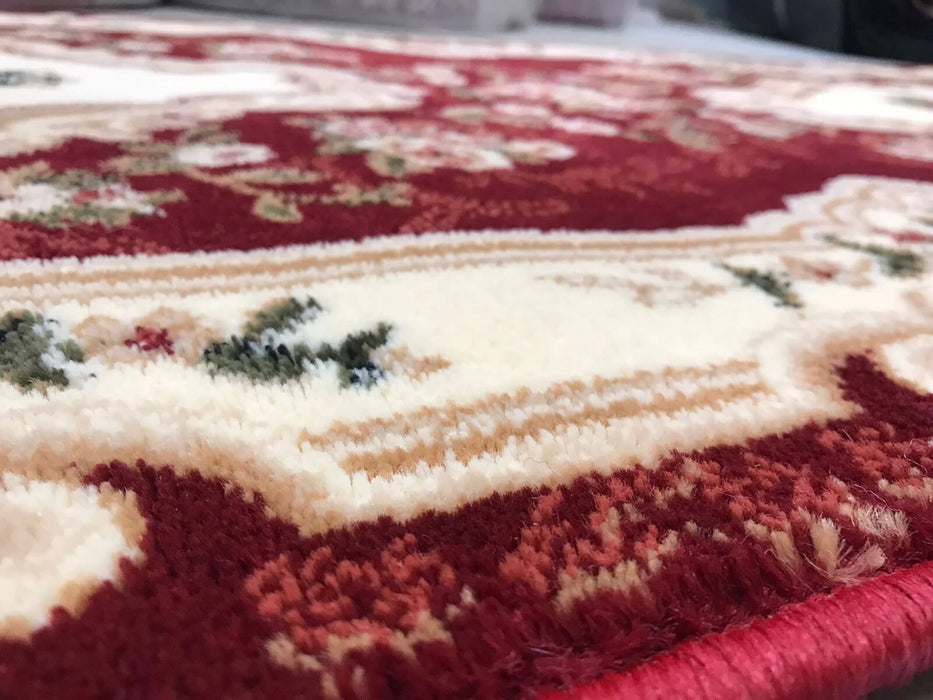 Textura covor clasic oval grena, material moale si rezistent