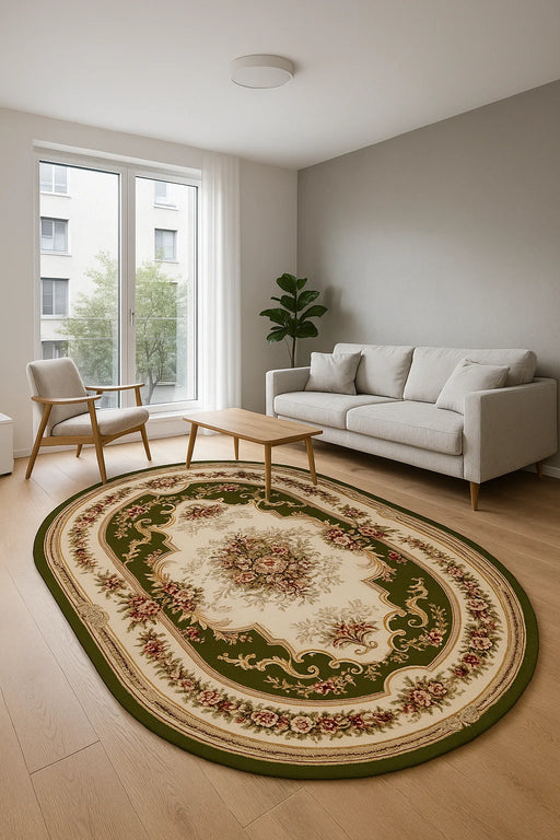 covor-clasic-oval-verde-floral-living