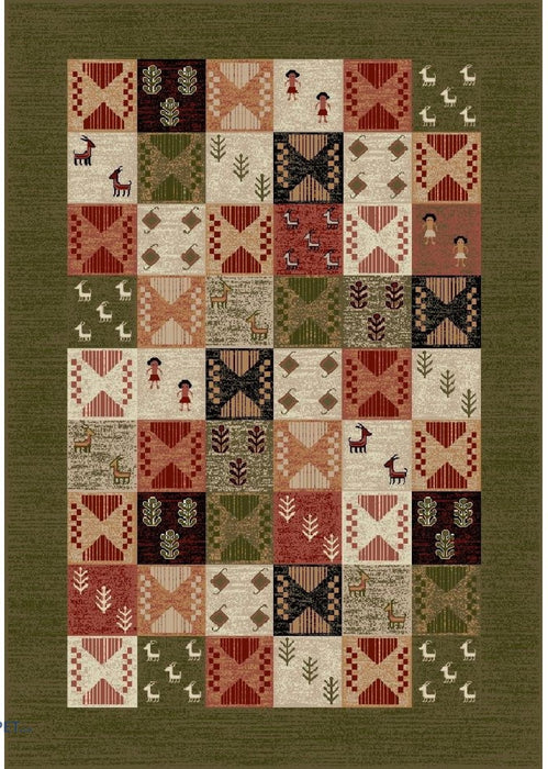 Covor clasic verde cu motive decorative