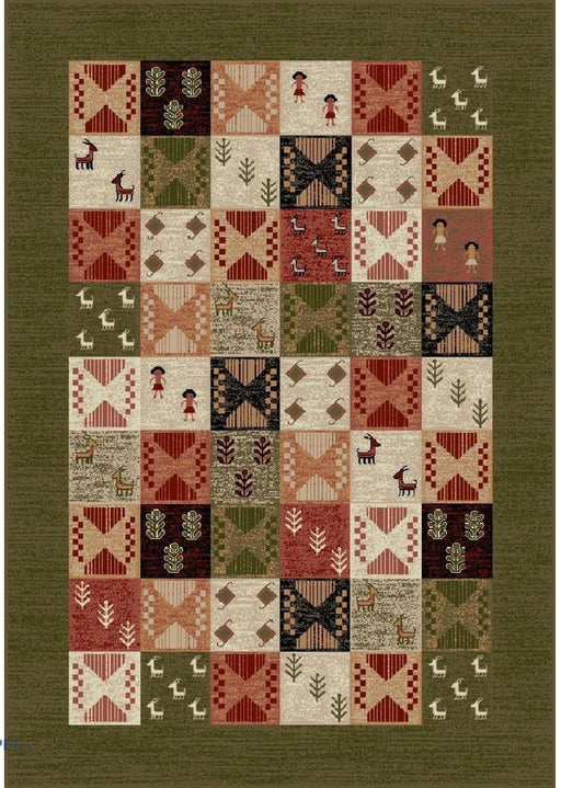 Covor clasic verde cu motive decorative