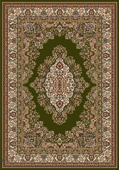 Covor clasic verde, ideal pentru living și dormitor