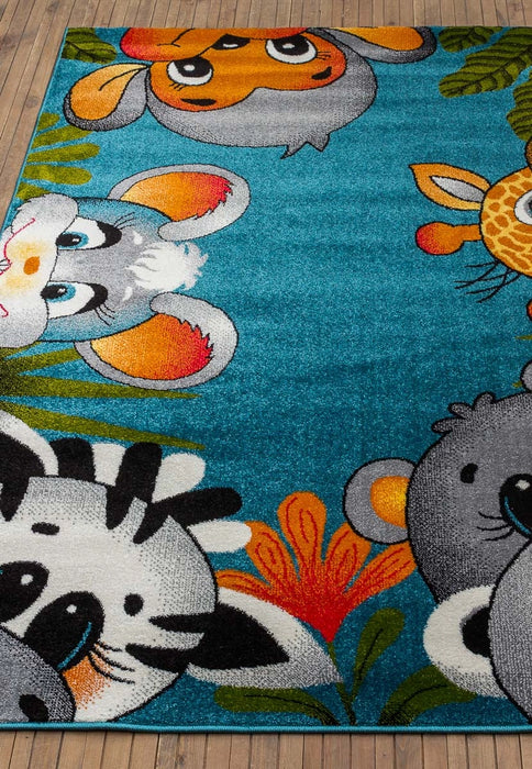 covor copii cu animale multicolor design vesel pentru decor si joaca