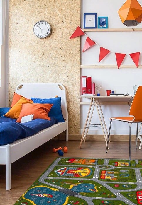 Covor copii drumulete Kolibri, covor cu drumuri pentru camera copilului, model colorat pentru joaca