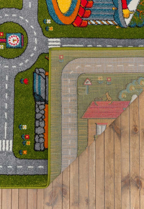 Covor copii educativ cu strazi si cladiri, perfect pentru joaca zilnica