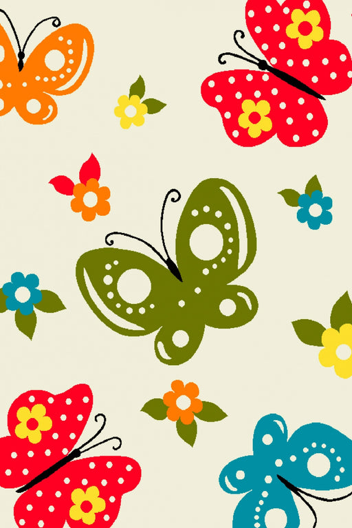 Covor pentru copii cu model fluturi colorati, covor camera copii confortabil si rezistent, perfect pentru joaca zilnica