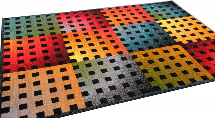 Covor copii premium cu model geometric colorat, ideal pentru camera baietilor si fetelor.