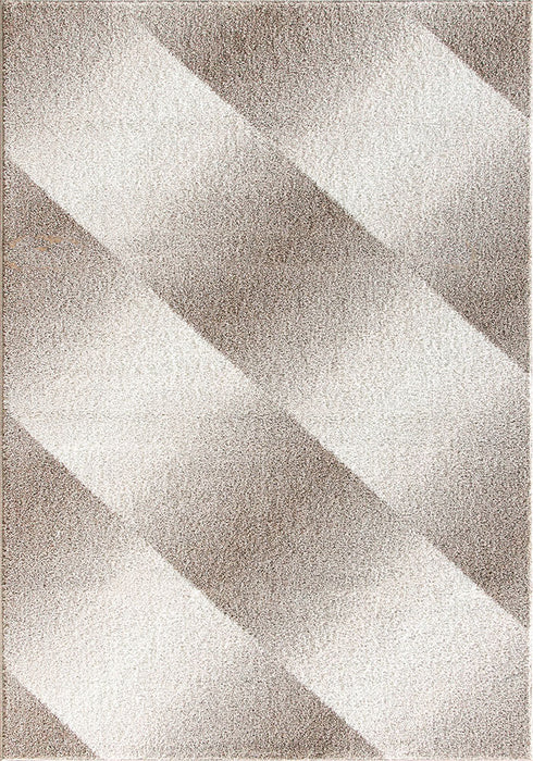 covor crem bej cu model geometric, vedere completa