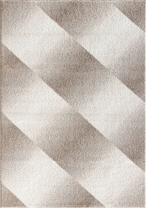 covor crem bej cu model geometric, vedere completa