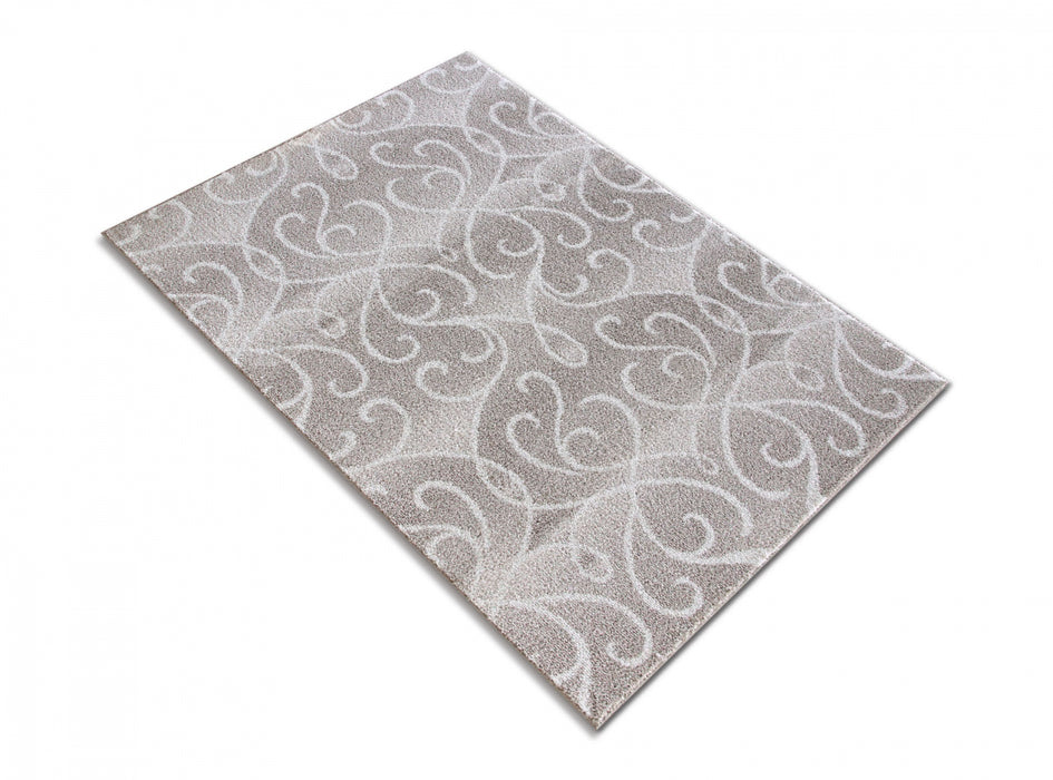 covor crem bej cu model clasic, vedere din unghi