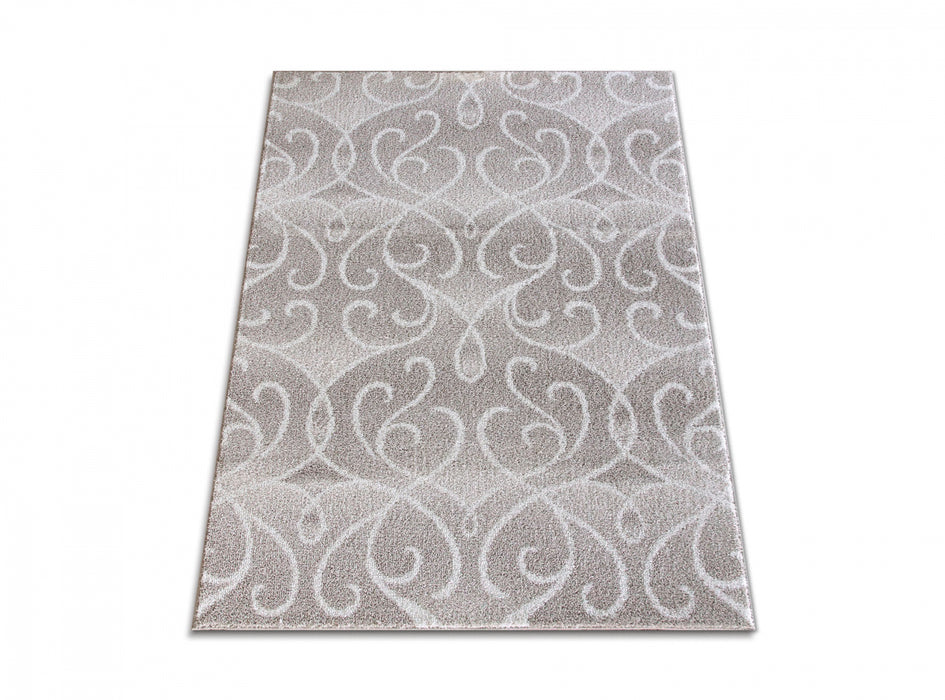 covor crem bej cu model clasic, vedere verticala