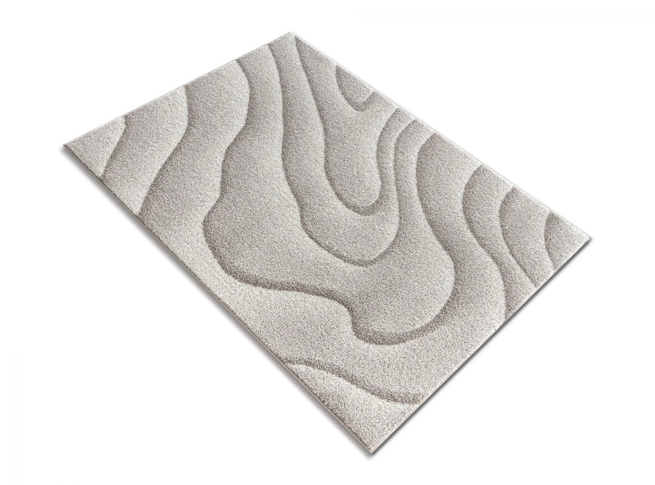 covor crem bej cu model ondulat, vedere din unghi