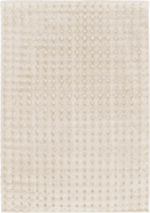 Covor crem cu efect 3D si textura geometrica, design modern ideal pentru living sau dormitor